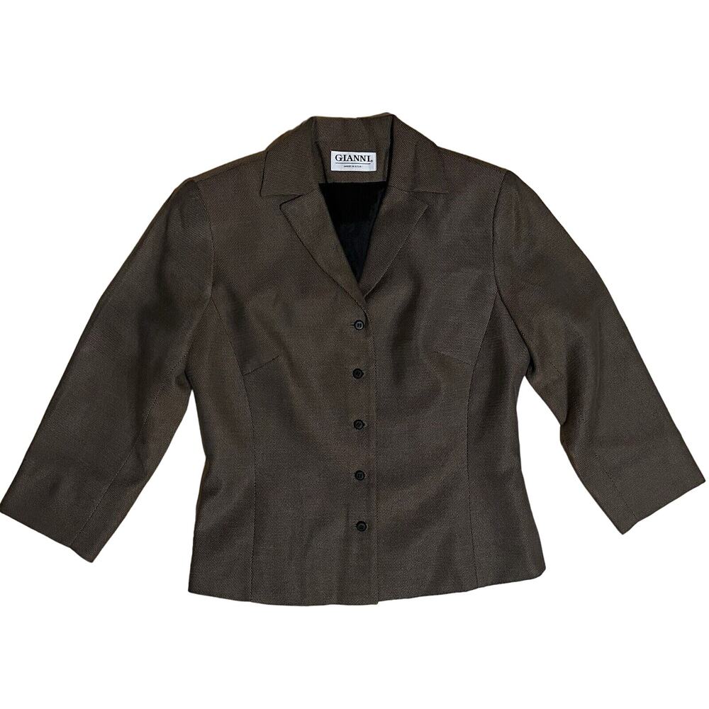 Gianni Women’s Brown Blazer, Sz 4, Career Work Wear, Shoulder Pads, Buttons